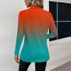 Women's Fashion Casual Lapel Short Long Sleeve Print Shirt Women's V-Neck Tops