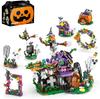 6 in 1 Halloween Prank Haunted House Small Particle Building Blocks Set Assembly Model Puzzle Toy Holiday Gifts for Children