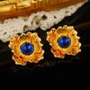 Vintage Niche Flower Stud Earrings Pearl Premium Fringed Court Style Colored Earrings Medieval Vintage Earrings Women