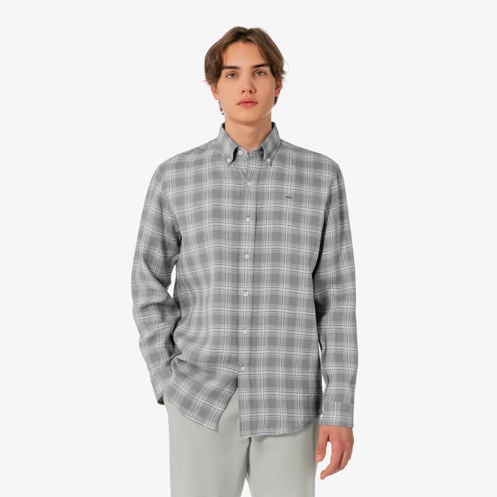 Lacoste Men's Linen Big Check Shirt CH739E-56G5HI