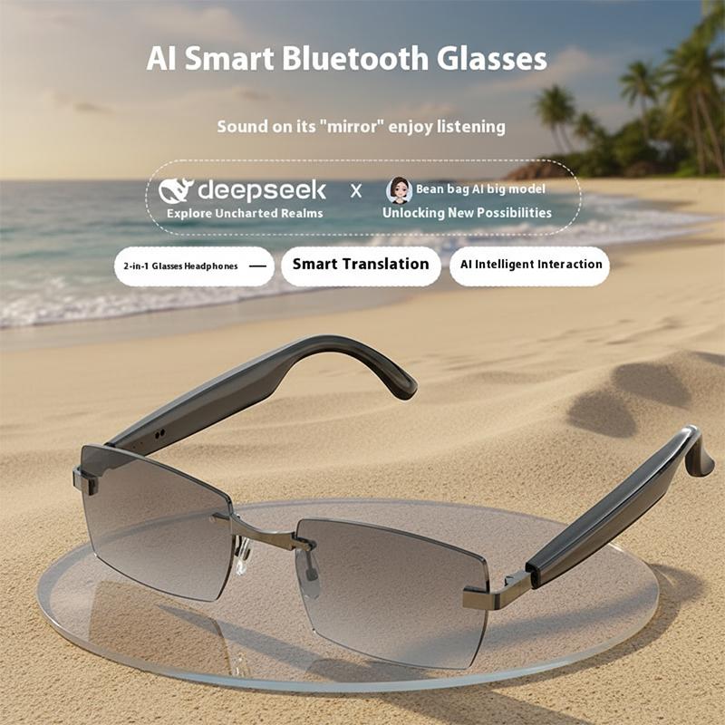 Occhiali Intelligenti Ricaricabili con Traduttore AI Sportivi Touch Chiamata Riunione Unisex Riproduzione Musicale 3D Traduzione in Tempo Reale Occhiali da Sole Bluetooth Wireless