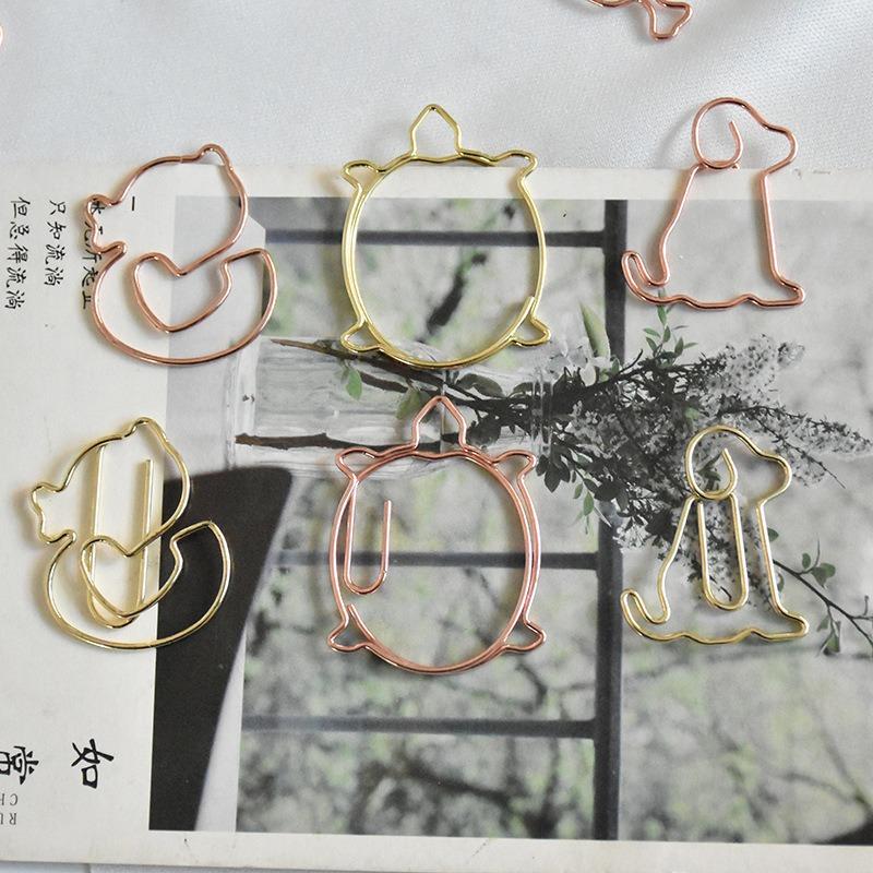 Cute Animal Shaped Golden Metal Decorative Paper Clip Bookmark Gift