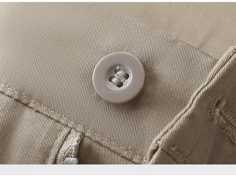 Pánské khaki elastické rovné bavlněné ležérní kalhoty - podzimní kolekce 2024