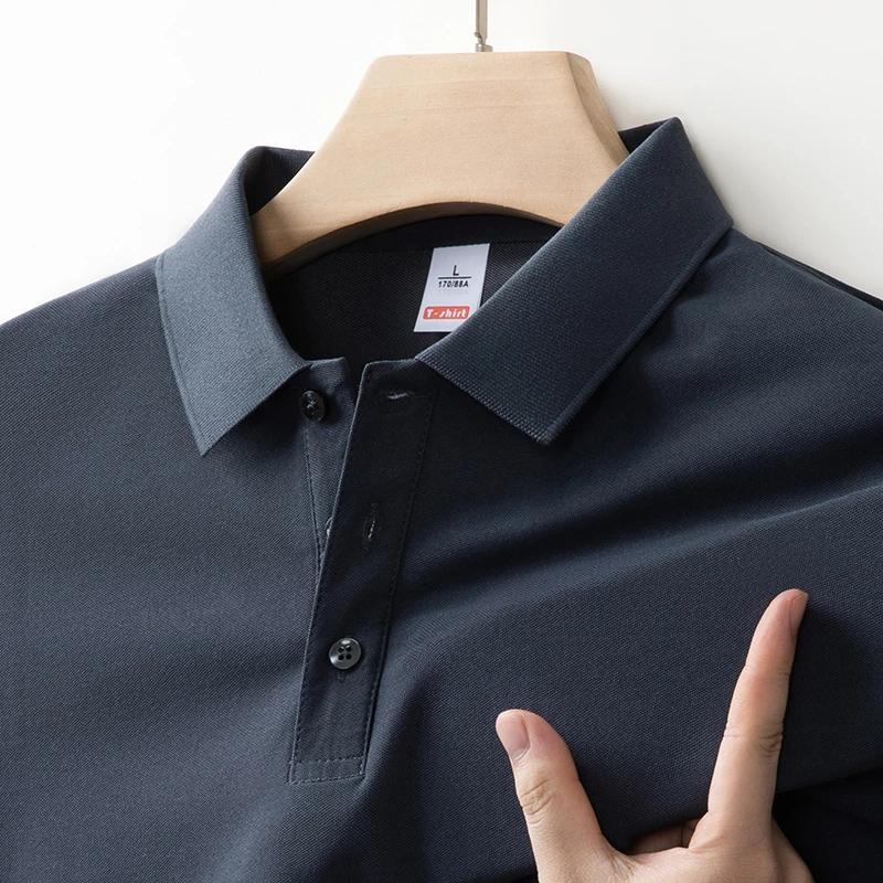 New Men'S Business Casual Long Sleeved Solid Color Polo Shirt Fashionable And Comfortable Summer Versatile Top