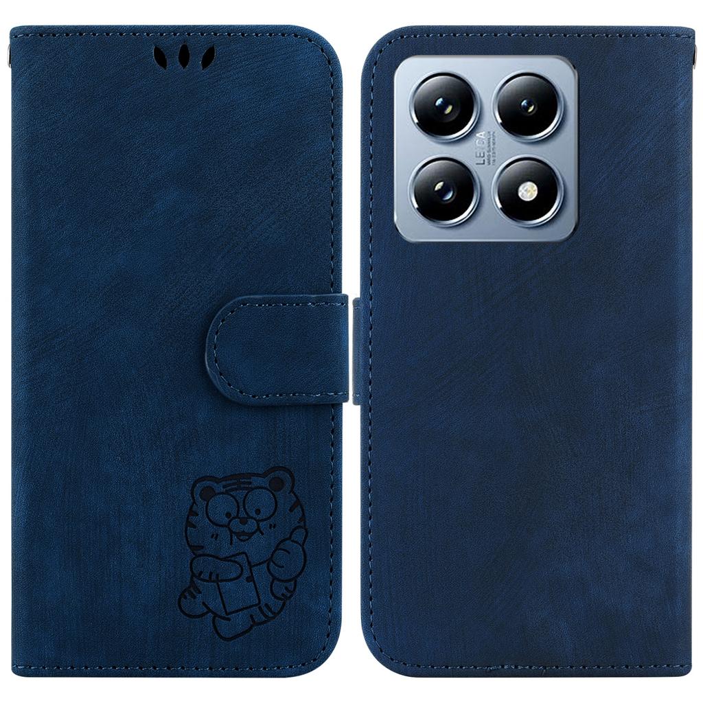 For Xiaomi 14T Pro Wallet Case Tiger Imprint Leather Shockproof Phone Cover