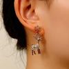 Elegant Christmas Reindeer Snowflake Stud Earrings with Inlaid Diamonds - European & American Fashion Niche Jewelry