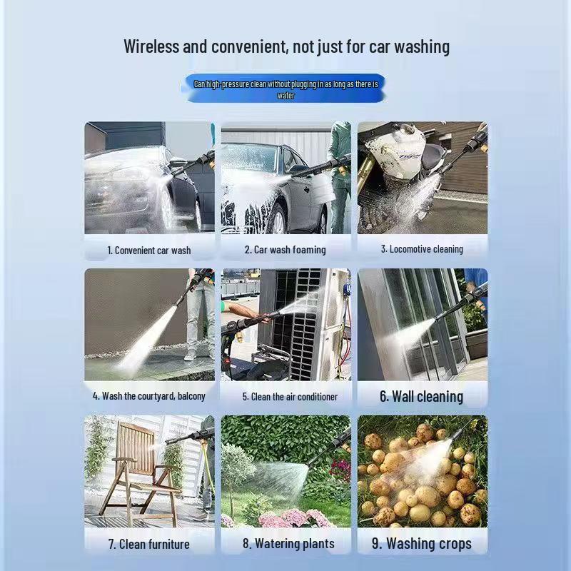 Rechargeable Cordless High-Pressure Car Wash Gun & Sprayer