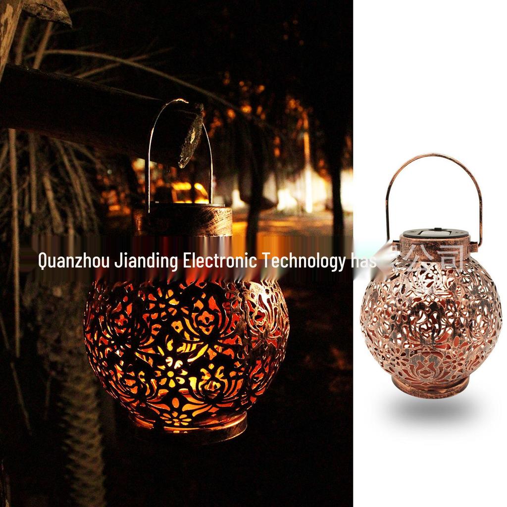 Ghirlande Luminoase Solare LED Transfrontaliere: Decor suspendat din fier forjat gol pentru peisaj de curte exterioară