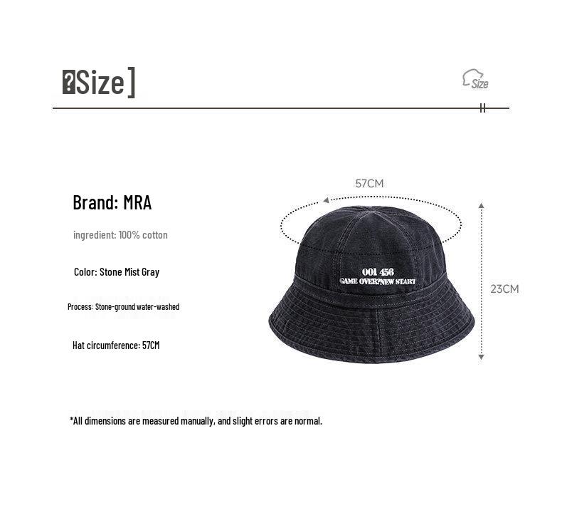MRA Men's Japanese Stone-Washed Distressed Fisherman Hat for Large Heads - Enhances Face Slimness, Sun Protective Bucket Hat