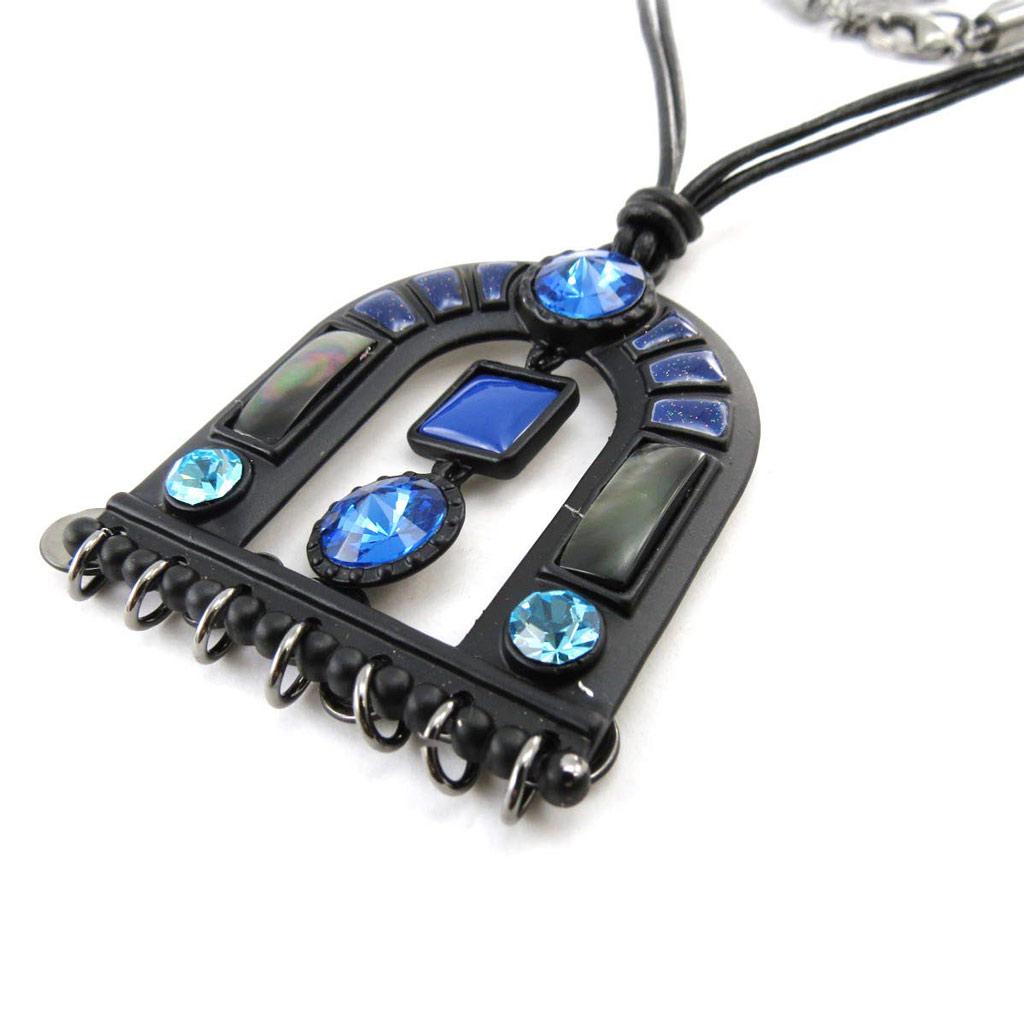 Les Trésors De Lily [J2802] - Designer Necklace 'Anamaya' Blue Black