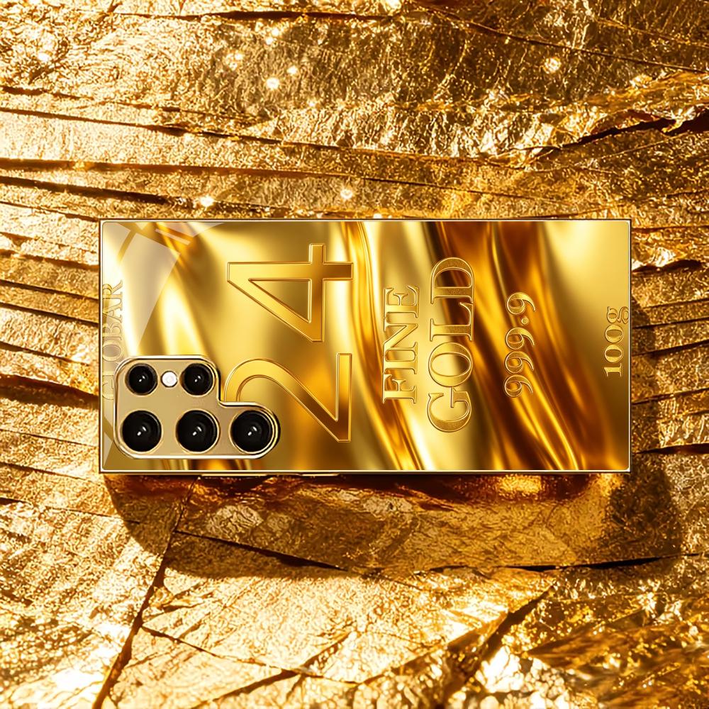 Sleek 24K Gold Anti-slip phone case s26 ultra case s25 ultra case glass for Samsung Galaxy S26 S25 S24 S23 S22 FE Ultra Plus