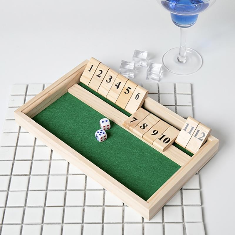 1 Set Wooden Flaps & Dices Game Single Players Pub Bar Party Supplies Shut The Box Dice Board Game For Kids And Adults