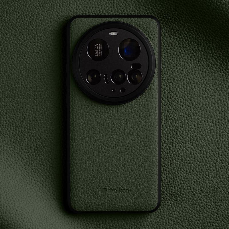 

Melkco MI 15 Ultra Top Layer Cowhide Real Leather Case for Xiaomi 15 Pro Len Protection+Color Collision Litchi Grain Phone Cover MI15 зелёный