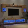 6 Piece Living Room Wall Unit with LED Lighting Sonoma Oak Wood Material
