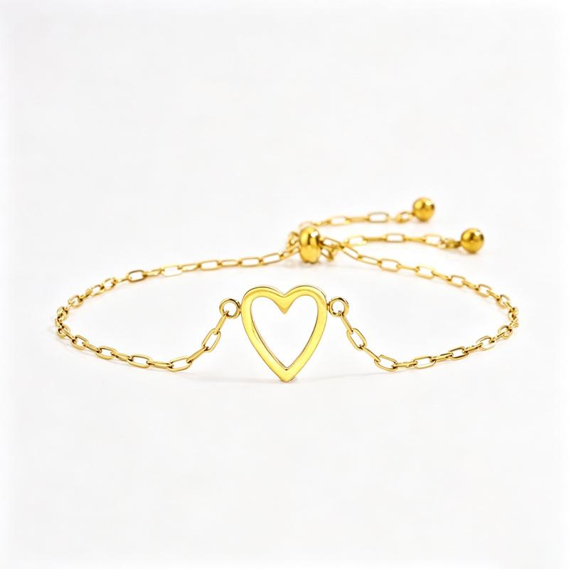 Simple and non-fading titanium steel hollow pull love couple advanced sense two-piece set casual versatile