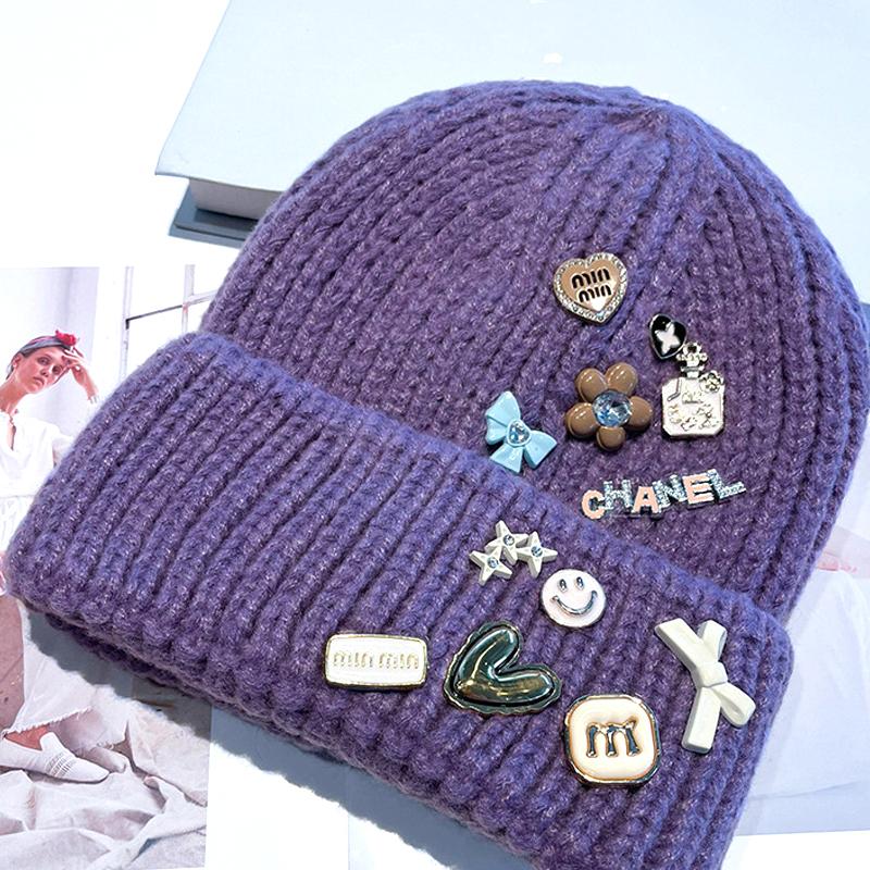 Winter Casual Warm Beanie Solid Color Female Caps Fashion Cute Knitted  Bonnet Caps
