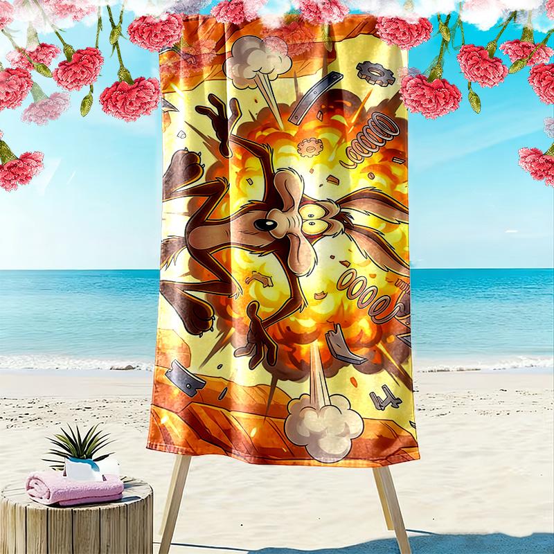 Looney Tunes Print Beach Towel, Large Soft Quick Dry Towel for Beach Camping Swimming