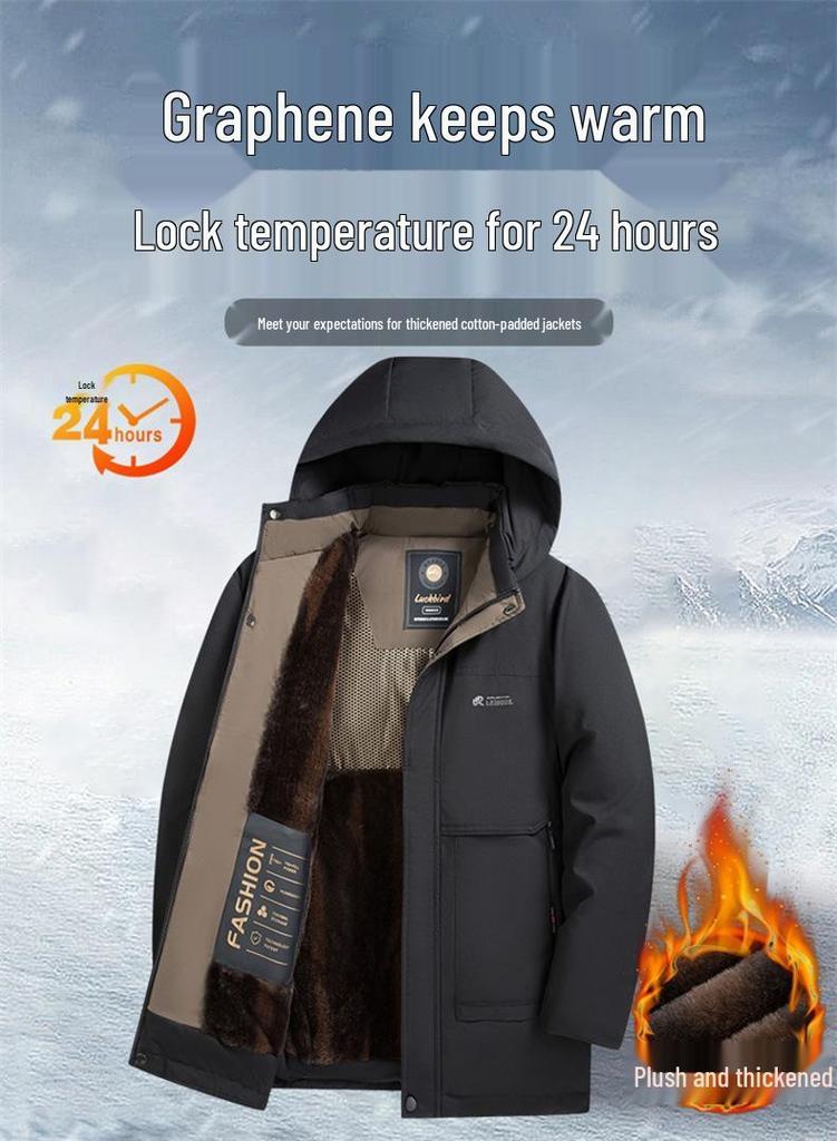 Dad's Winter Graphene Heated Cotton Jacket with Detachable Hood - Men's M2853