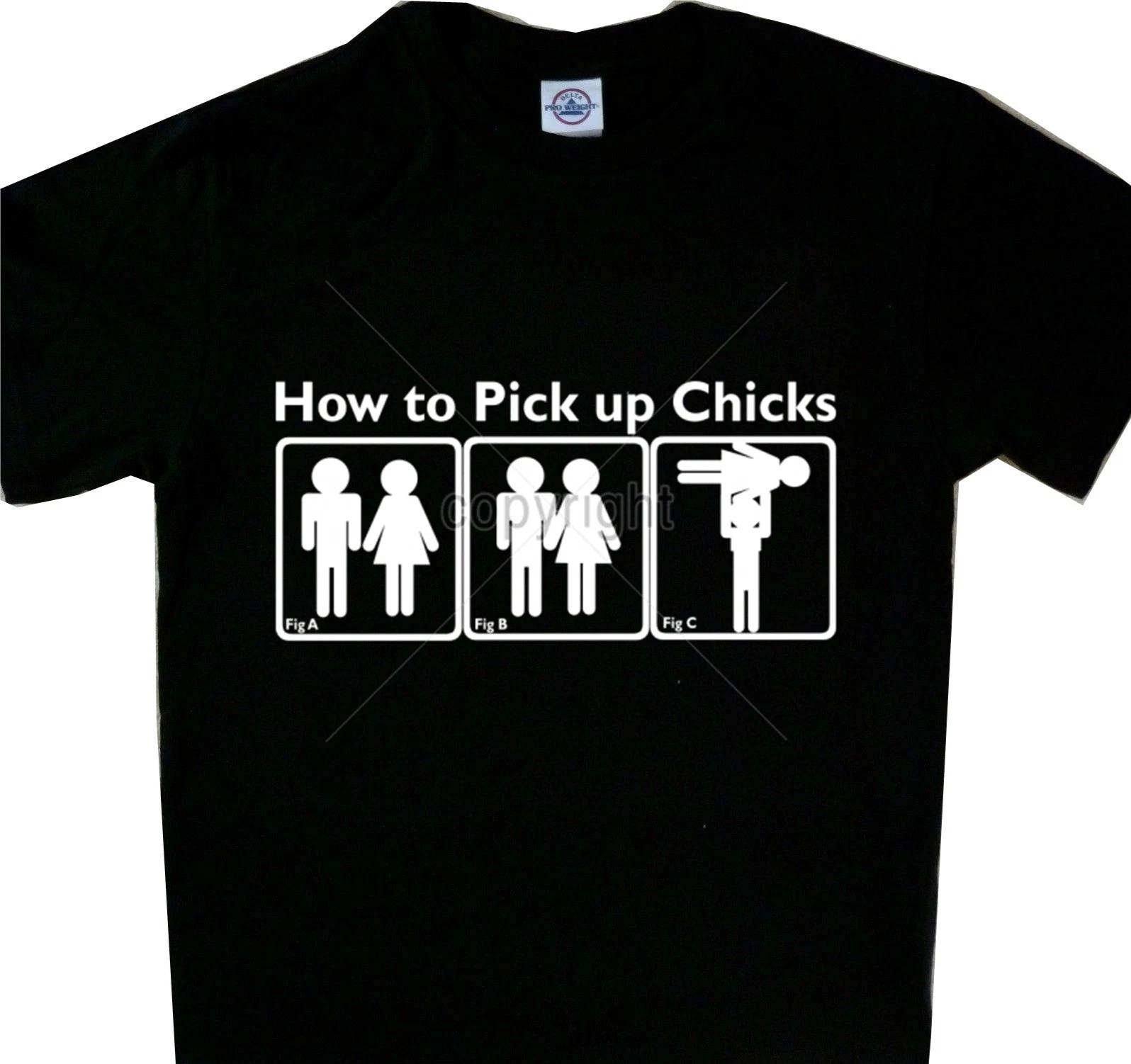 How to Pick up Chicks Tee Black T shirt Brand New Funny S