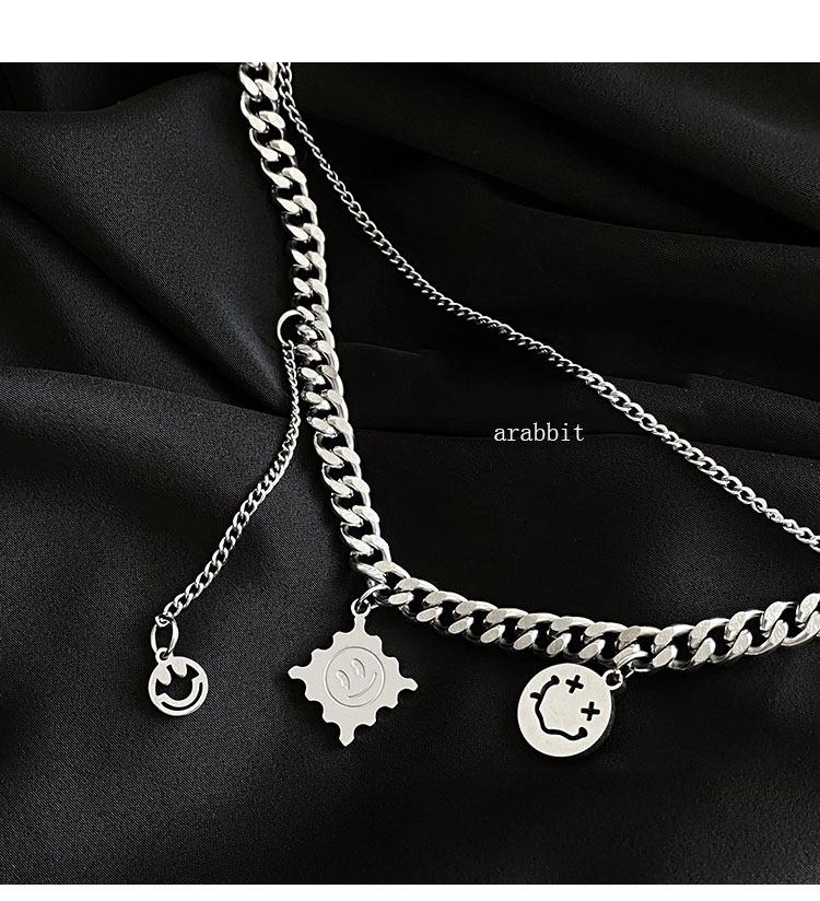 

Ожерелье со смайликами Женский холодный хип-хоп нейтральный дизайн свитер цепочка модный бренд ключица цепочка