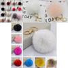 Luxurious Charm Key Ring Rabbit Fur Ball Pompom For Cell Phone And Car Keychain