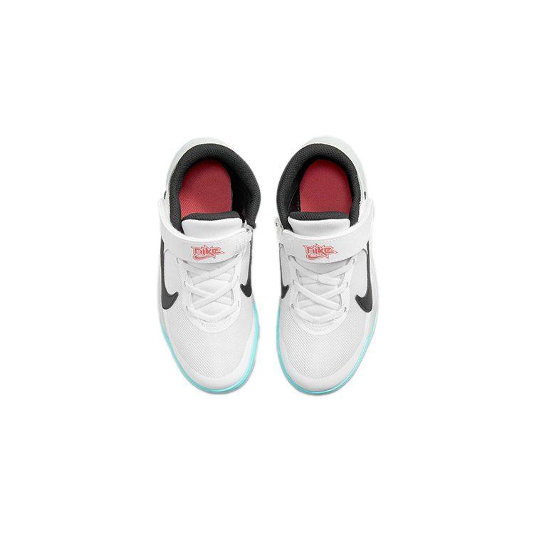 Nike Team Hustle D 10 Flyease Low top Basketball Shoes White Blue Children Aged 3 7 Years Old DD7302-102