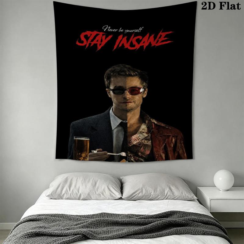 Fight Club Wall Tapestry Aesthetic Wall Hanging Printed Fabric Blanket Decorative Tapestries for Bedroom Living Room Home Decor