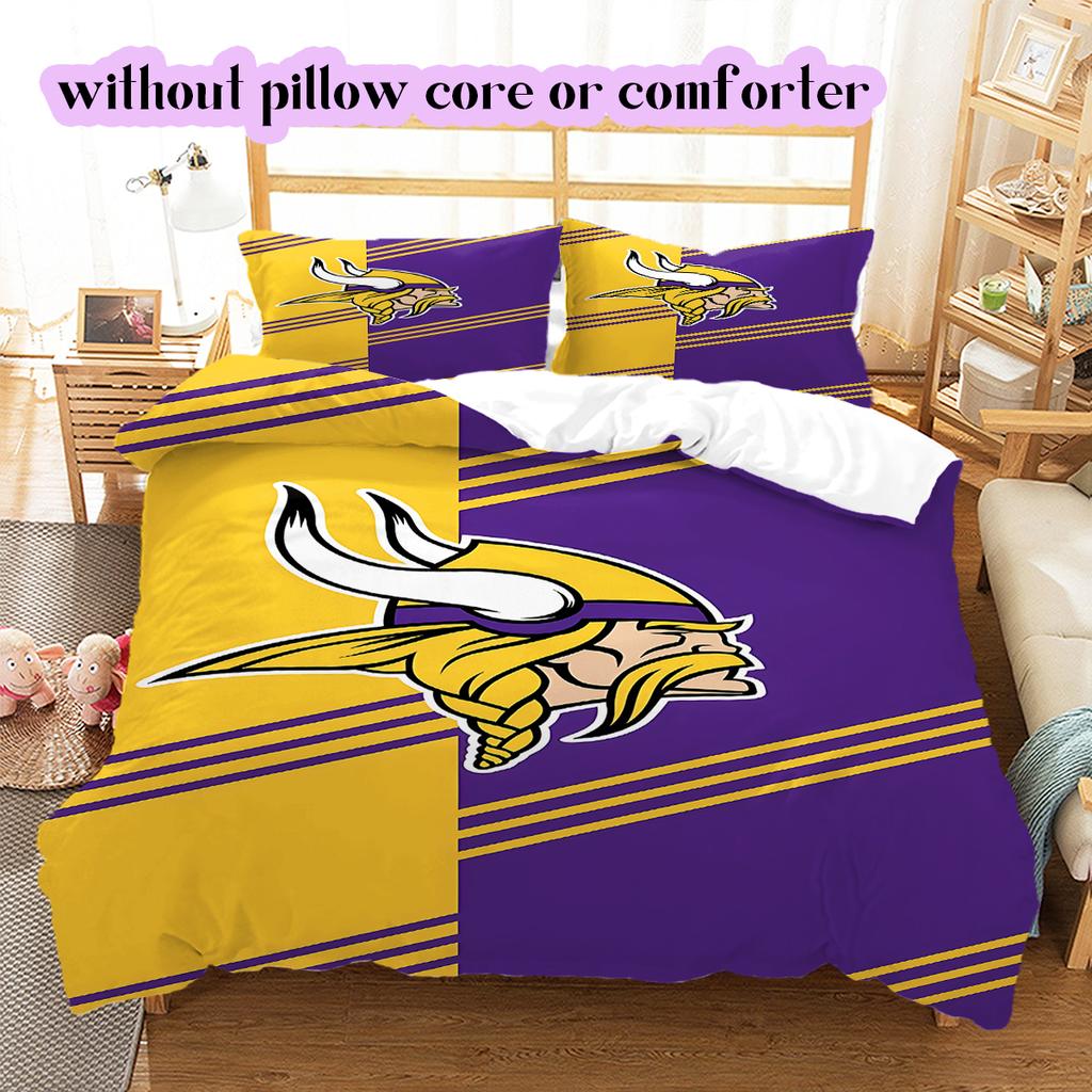 football Logo Pattern Bedding Quilt Set Quilt Cover Pillowcase Home Decoration Birthday Gift (1*duvet cover+ 2*pillowcase, without core)