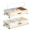 Wheeled Oxford Cloth Storage Box with Divided Shelves and Clear Dustproof Cover