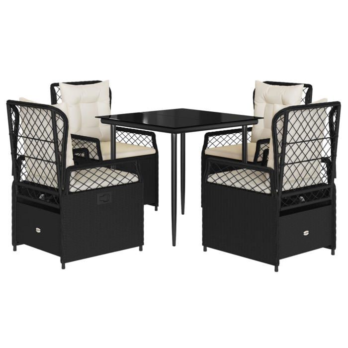VidaXL Ensemble à manger de jardin coussins 5pcs Noir Résine tressée 3262958