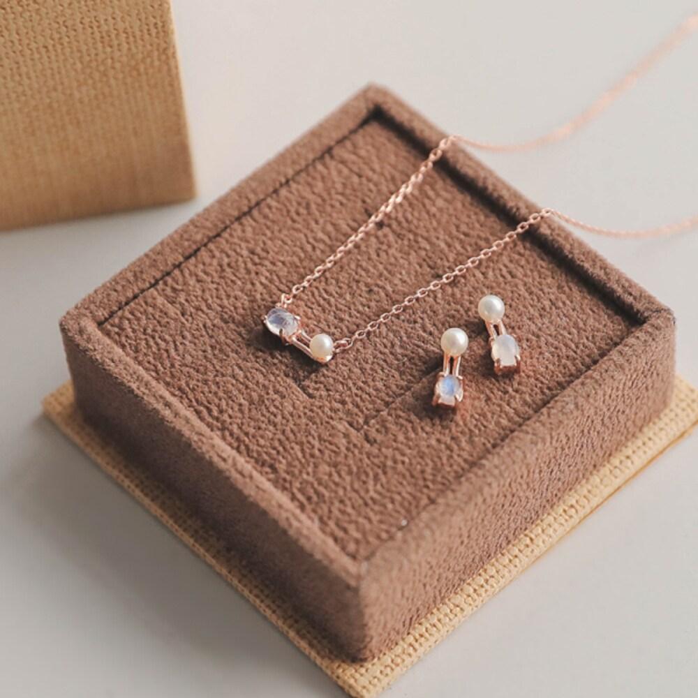 J.Lauren June Birthstone Moonstone Pearl Silver Necklace N0893_22