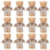 12-48PCS Mini Bear Stuffed Animal Toys Bulk 10cm Soft Plush Bears with Burlap Clothes for Baby Shower Birthday Party Decoration