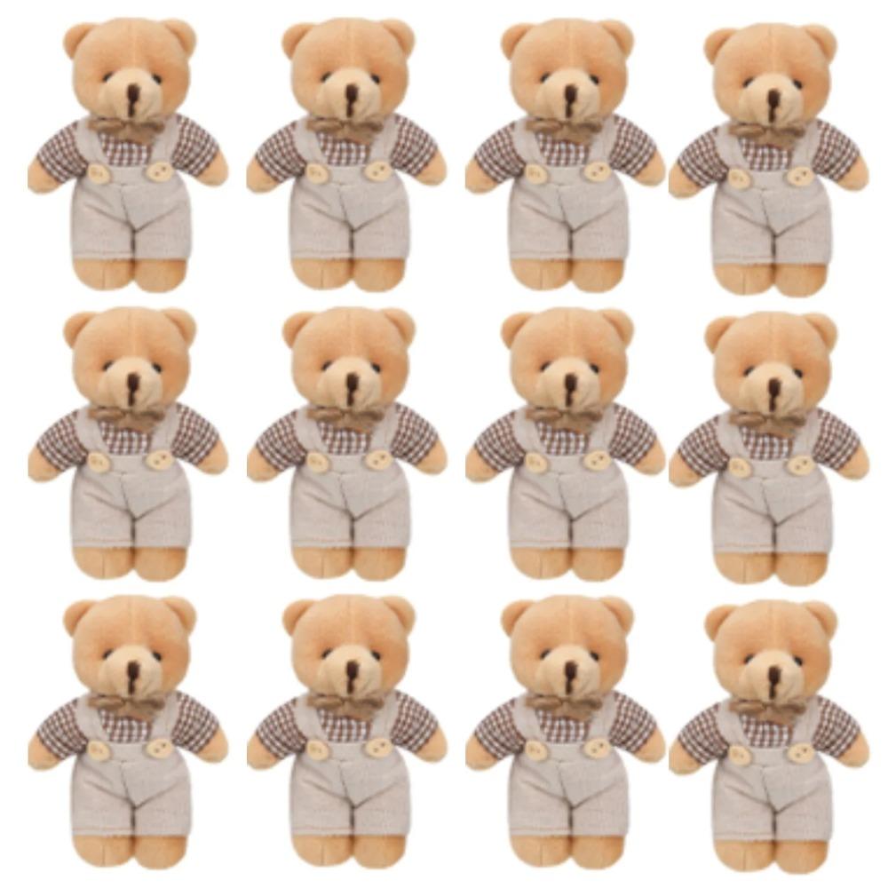 12-48PCS Mini Bear Stuffed Animal Toys Bulk 10cm Soft Plush Bears with Burlap Clothes for Baby Shower Birthday Party Decoration