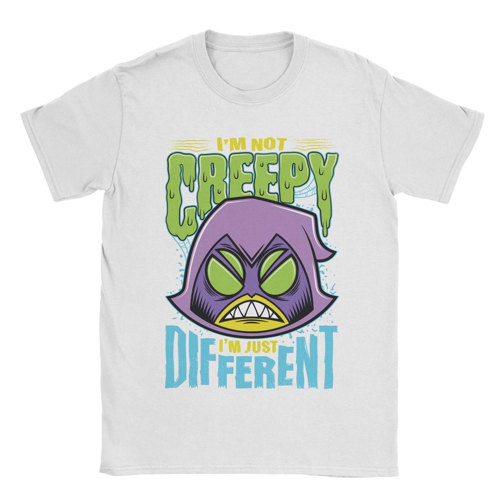 Herren Damen Teen Titans Go Raven Nicht Gruselig Ich Bin Anders T-Shirt Baumwoll-Tops Lustige Kurzarm Rundhals T-Shirts Einzigartiges T-Shirt