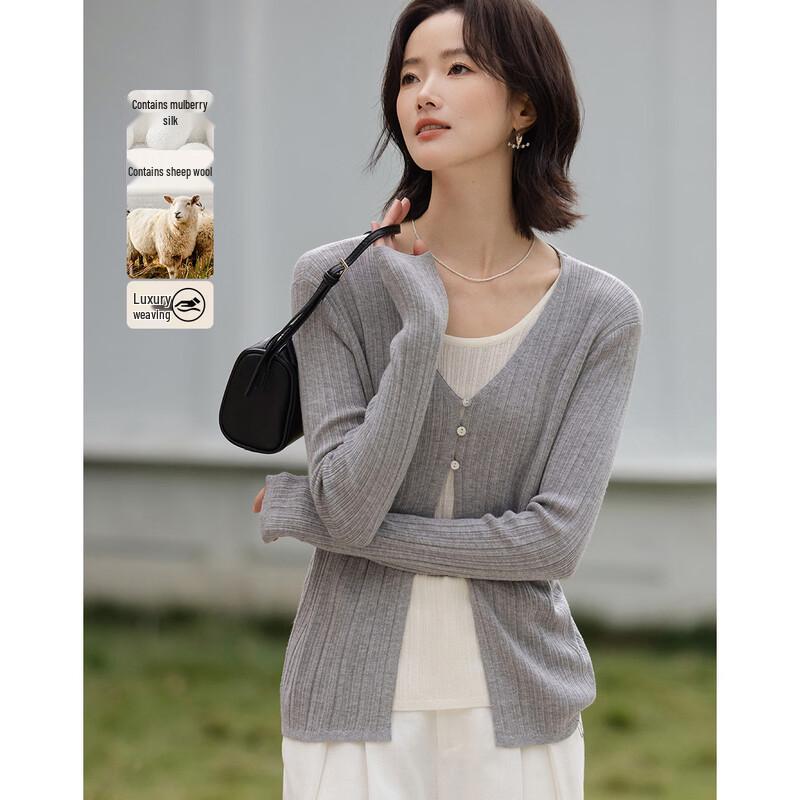 

Demana Silk Wool Blend Faux Two-Piece Knit Sweater L