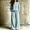 Women's Casual V-Neck Loose Fit Two-Piece Set, Fall Winter Loungewear