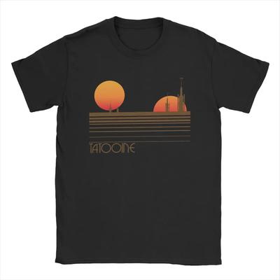 Besuche Tatooine T-Shirt für Herren Reine Baumwolle Neuheit T-Shirts O-Ausschnitt T-Shirts Kurzarm Kleidung Grafikdruck#Farbe(3)