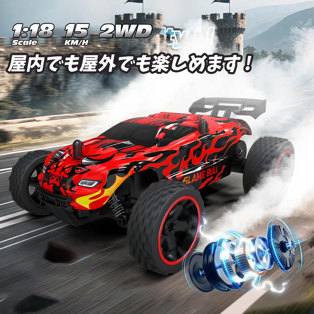 Tecnock RC Car for Kids, Type-C USB Charging, Off-Road Toy Car, 2.4Ghz RC Car, Birthday Gift (Red Bull)