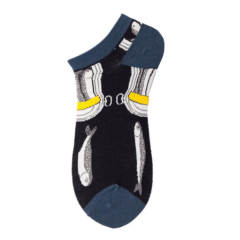 40 Style Fashion Colorful Short Socks Men Cotton Novelty Oil Painting Animals Food Avocado Casual Funny Ankle Sox