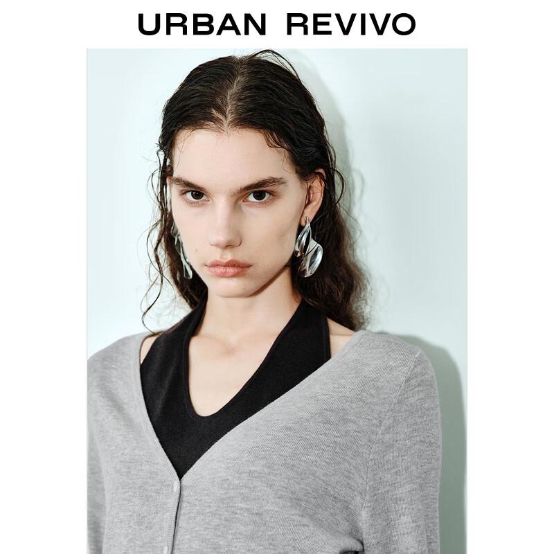 UR 2025 Fall Women's Contrast Halter Long Sleeve Knit Top
