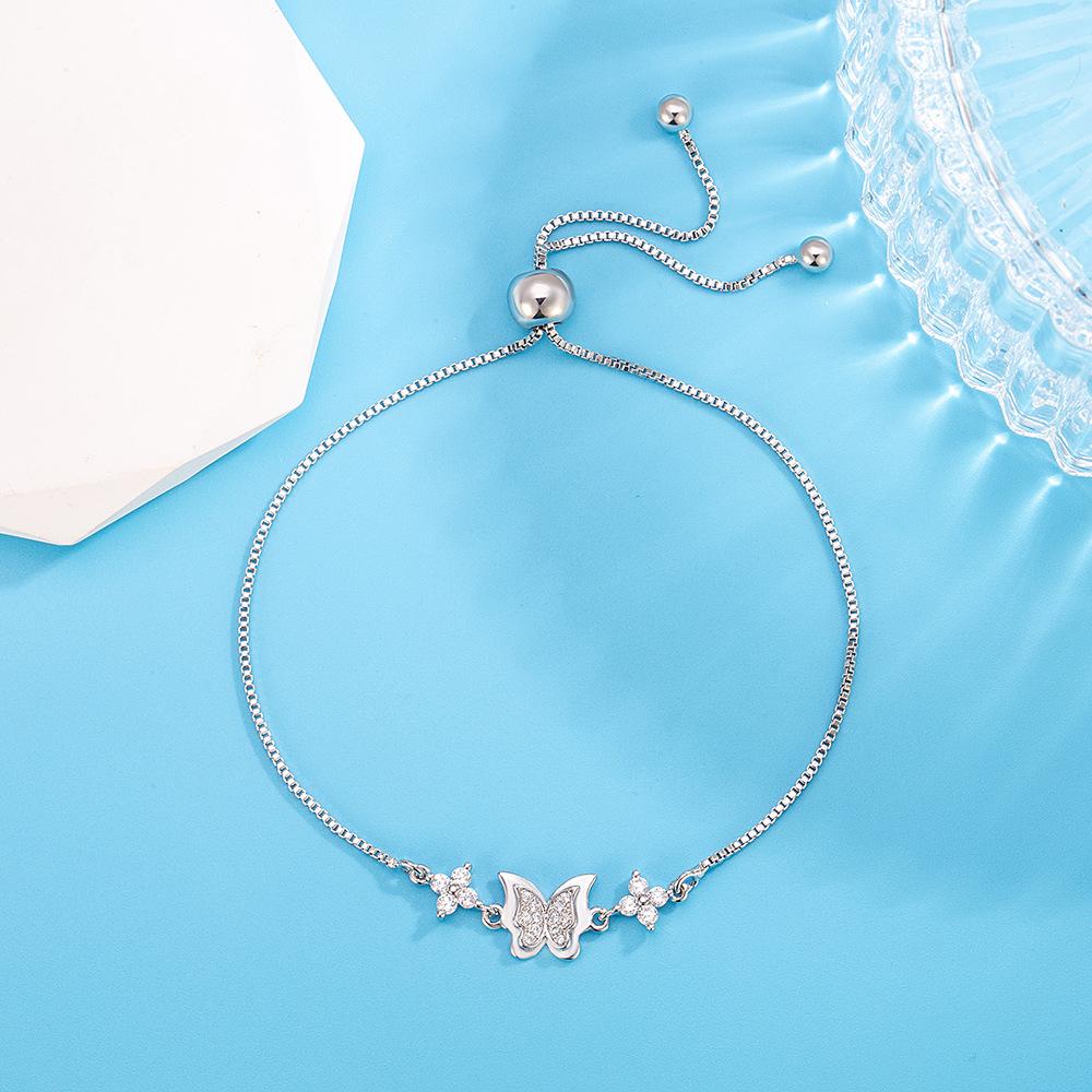 Luxury Female Bracelet 925 Sterling Silver Butterfly Micro Inlaid Zircon Bracelet for Women Wedding Gift Jewelry Wholesale