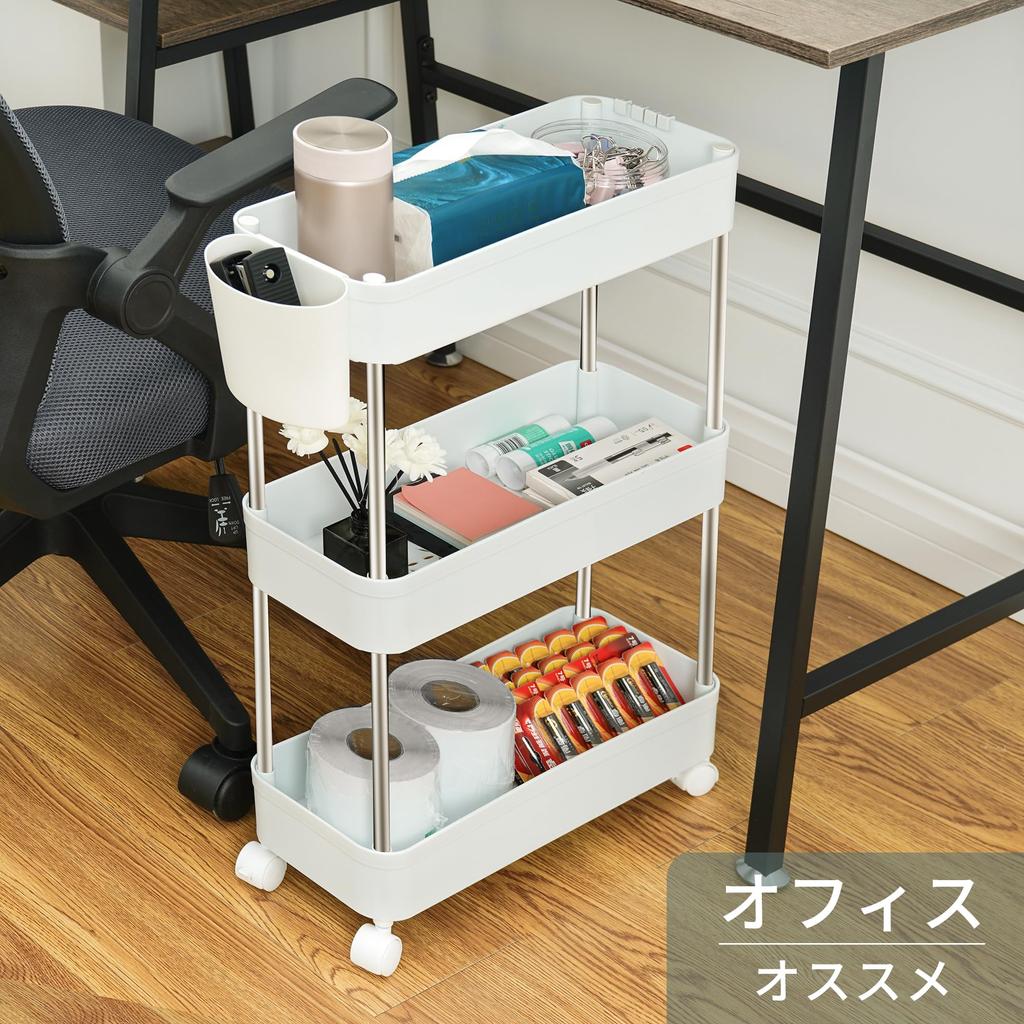 VECELO Küchenwagen, 3 Etagen, Weiß, 15cm Breit x 40cm Tief x 61.5cm Hoch, Gewicht ca.. 0,9 kg, Schlankes Regal mit Rollen, Stilvoll, Platzsparend