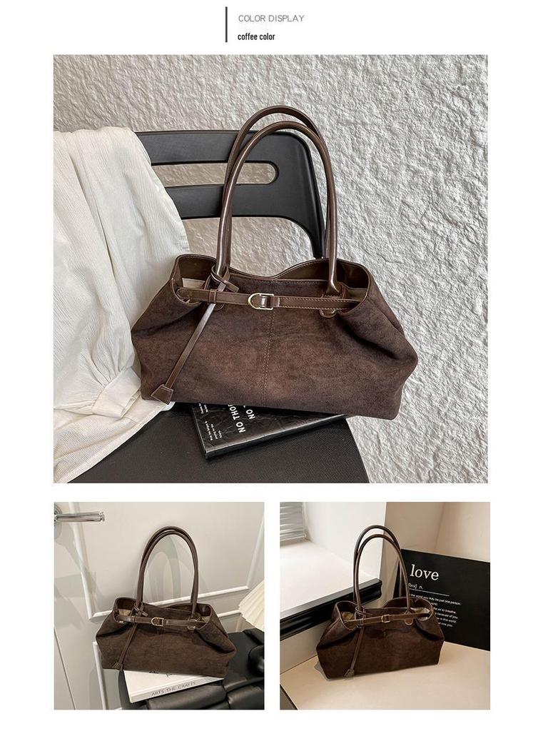 Duchess Retro 2025 Autumn Suede Underarm Tote – Large Capacity Women's Commuter Handbag