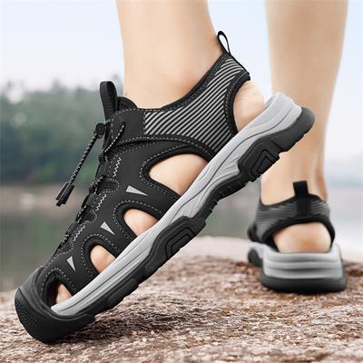 Fashion 2025 Genuine Leather Men's Sandals High-quality Comfy Outdoor Non-slip Beach Shoes Sneakers Hot Sale Men Walking Travel Shoes