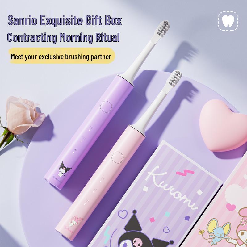 Sanrio Kuromi Wiederaufladbare Elektrische Zahnbürste für Kinder & Erwachsene - Weiche Borsten, Niedliches Design