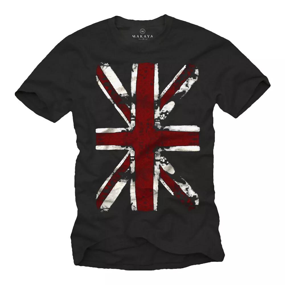 Union Jack Mens T-Shirt With England Flag - Mens Uk Punk Rock Music Shirt- S