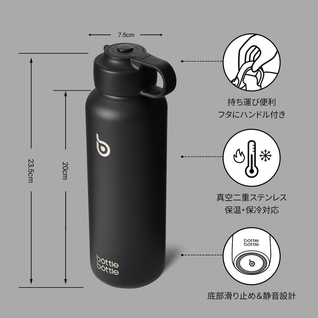BOTTLE BOTTLE Water for and Stainless Direct with Button Locking Carbonation Bottle, 600ml, Sports, Travel, School, Carbonated, Insulated, Steel,