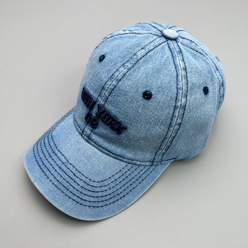 Versatile Fashion Embroidered Denim Letter Washed Sunshade Korean Baseball Cap Men'S And Women'S Trend Breathable
