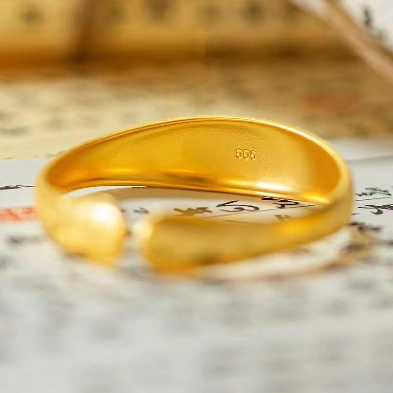 Elegant Vietnamese Sand Gold Pearl Nine-Tailed Fox Openable Bangle Luxury Bracelet