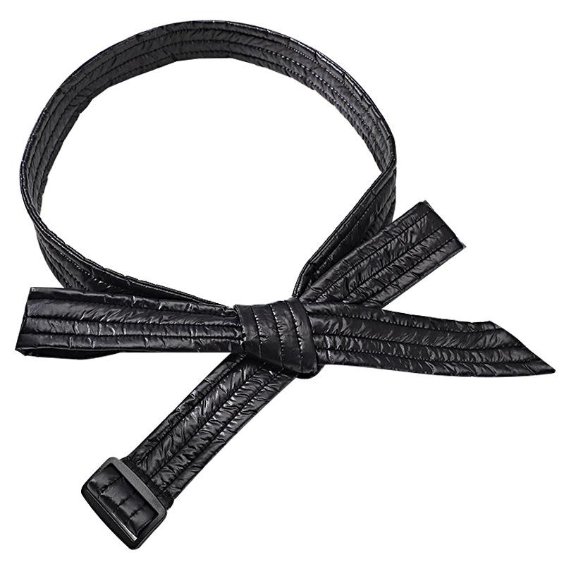 Women's Decorative Cotton-Padded Down Jacket Waist-Cinching Leather Belt Tie